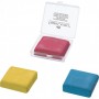 Kneadable eraser yellow/red/blue in plastic box